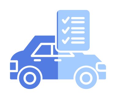 Araç kontrol listesi simgesi, araba bakım vektörü illüstrasyonu 