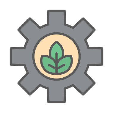 Bitki simgesiyle çark, gezegen konseptinin ekolojik sürdürülebilirliği, vektör illüstrasyonu