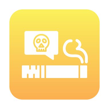 Sigara ikonlu düz kafatası. vektör illüstrasyonu