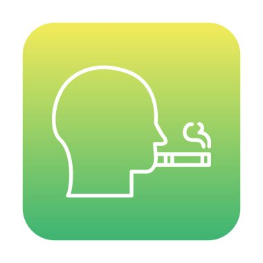 Sigara simgesi olan sigara içen adamın profili, vektör illüstrasyonu 