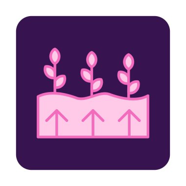 Bitkiler ve oklar ikon vektör çizimi. Jeotermal Enerji Konsepti                   