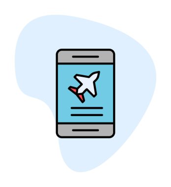 Uçak simgesi vektör illüstrasyonunda bilet