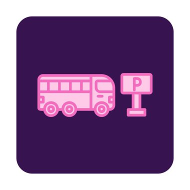 Otobüs park simgesinin vektör illüstrasyonu 