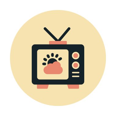 Hava sembollü TV simgesi, vektör illüstrasyonu basit tasarım