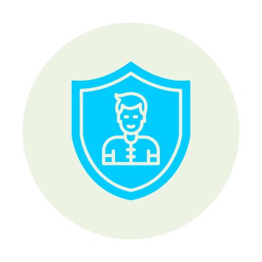 Kalkan simgesindeki adam, vektör çizimi