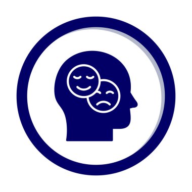 Bipolar bozukluk veya depresyon BP web ikonu, vektör illüstrasyonu. Ruh sağlığı sembolleri gösteriliyor