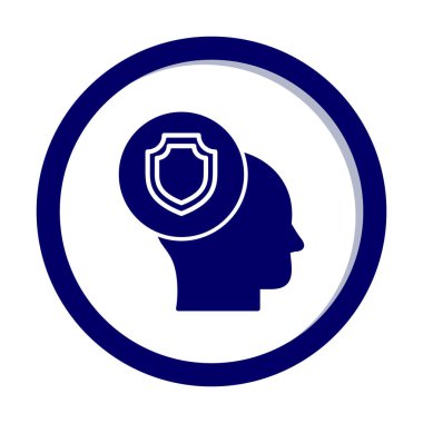 Kafasında kalkan simgesi olan bir kafa. vektör illüstrasyonu