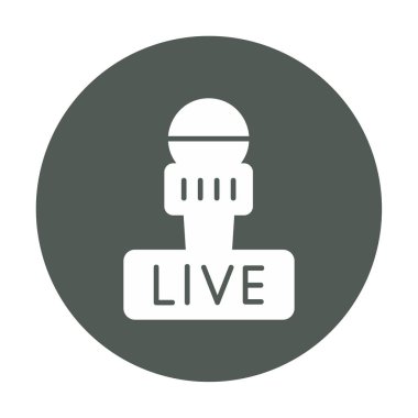 canlı yayın web simgesi, vektör illüstrasyonlu mikrofon 