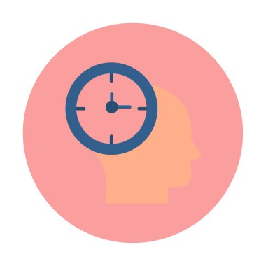 İnsan kafası ikonlu saat. vektör illüstrasyonu                          