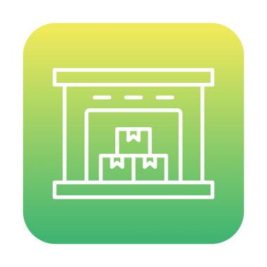 Kutu simgesi ve vektör illüstrasyonlu depo 