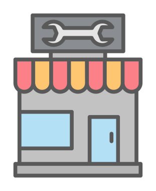 Araba Tamirhanesi ikon vektör çizimi