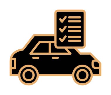 Araç kontrol listesi simgesi, araba bakım vektörü illüstrasyonu 