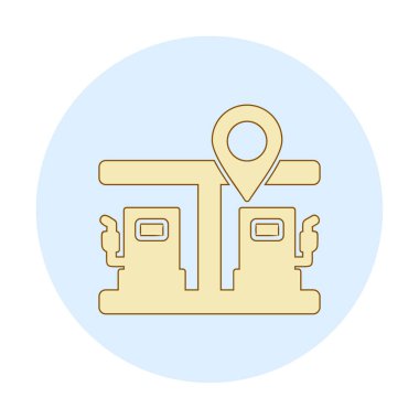 Benzin istasyonu web simgesi, vektör illüstrasyonlu harita işaretleyici