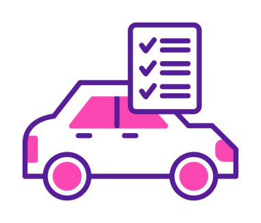 Araç kontrol listesi simgesi, araba bakım vektörü illüstrasyonu 