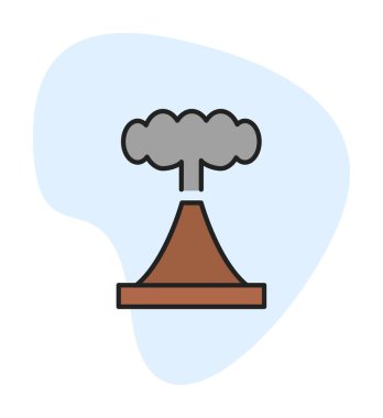 Volkan vektör illüstrasyonu, çizgi film simgesi ögesi.                         