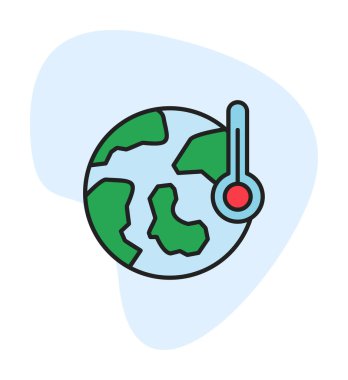 Termometre renk vektörü simgesine sahip dünya, Küresel Isınma kavramı