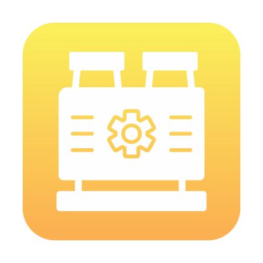 düz Fabrika Makine simgesi vektör çizimi  