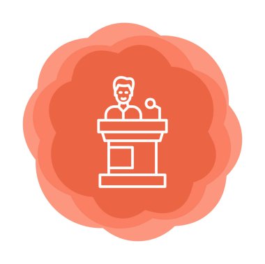 Konuşma standı ikonu, vektör illüstrasyonunda konuşma yapan erkekler