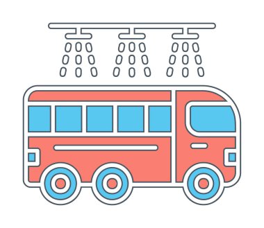 Otobüs Yıkama simgesi vektör illüstrasyonu