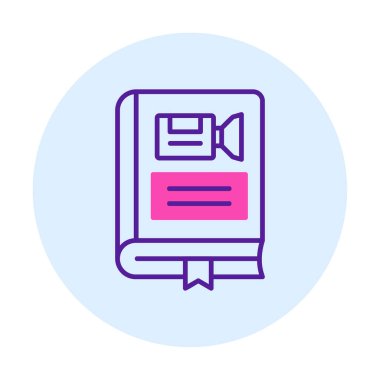 Kamera işaretli kitap simgesi, vektör illüstrasyonu basit tasarım