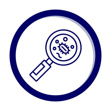 Büyüteç cam simgesi, vektör illüstrasyonu ile Bakteri aranıyor  