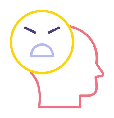 Kızgın avatar simgesi, vektör illüstrasyonu 