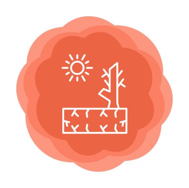 Kuraklık zeminli bir ağacın vektör düzlüğü simgesi 