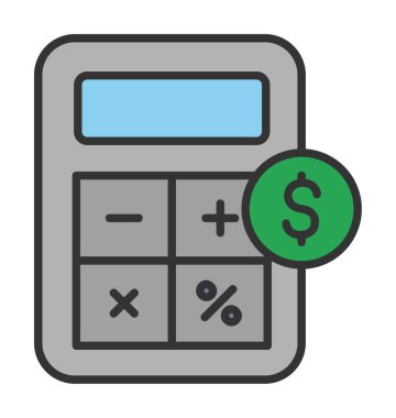 hesap makinesi düz simgesi, vektör illüstrasyonu