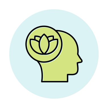 baş ve nilüfer çiçeği simgesi, vektör illüstrasyonu basit tasarım