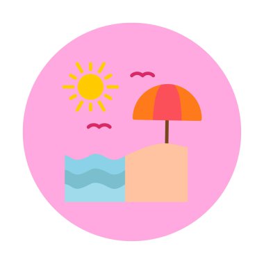 Yaz plaj ikonunun vektör illüstrasyonu 