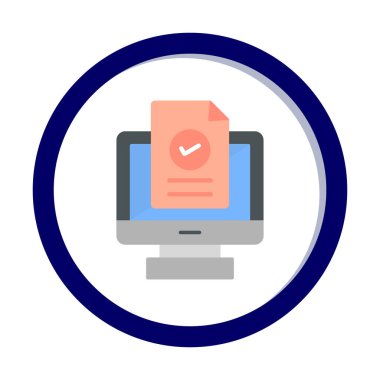 Bilgisayar ekranında web sitesi kayıt simgesi, vektör illüstrasyonu basit tasarım