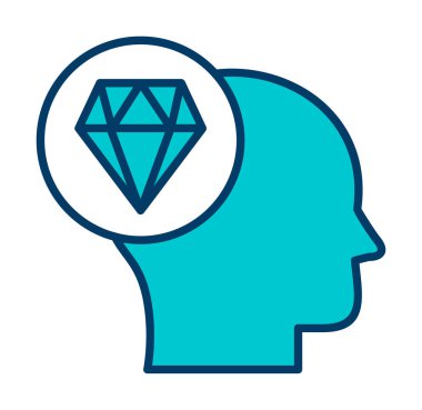 Beyin simgesi vektör çizimi olan elmas