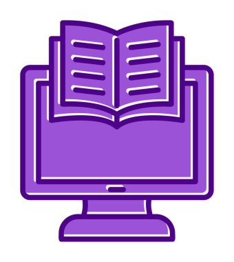 E-kitap ve bilgisayar ekran simgesi, vektör illüstrasyonu 
