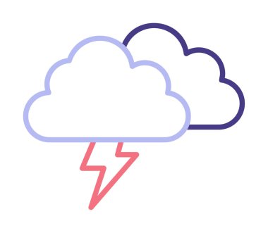 Yıldırım ikonlu fırtına bulutları. vektör illüstrasyonu                   