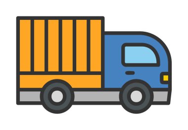 dağıtım kamyonu simgesi, vektör illüstrasyonu