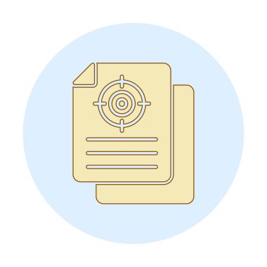 Hedef simgeye sahip bir belgenin vektör illüstrasyonu 