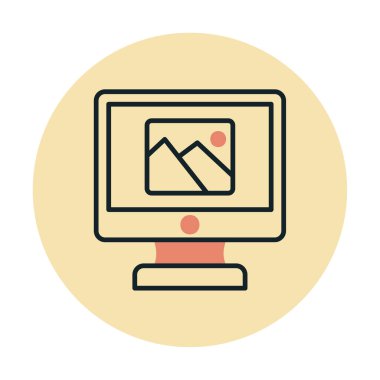 Comoputer galeri simgesi, vektör illüstrasyonu