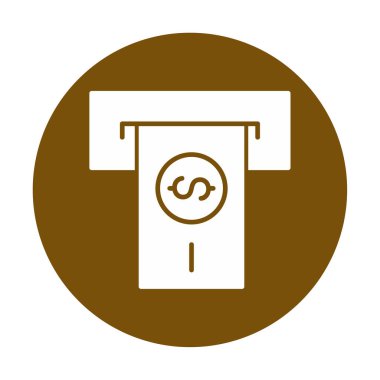 Beyaz arkaplan üzerinde basit tasarım olarak ATM slot satırı simgesinden para çek