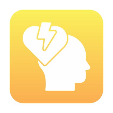 İnsan kafası ve kırık kalp düz renk vektör simgesi tasarımı