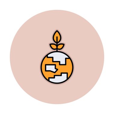 Bitki ikonu vektör illüstrasyonlu Dünya gezegeni 