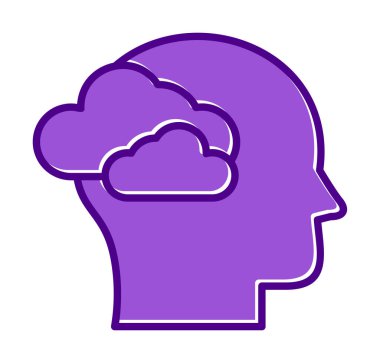 Bulut simgesi olan beyin, vektör illüstrasyonu
