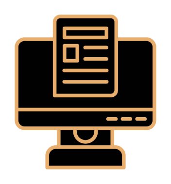 Yazı simgesi, vektör illüstrasyonlu bilgisayar ekranı