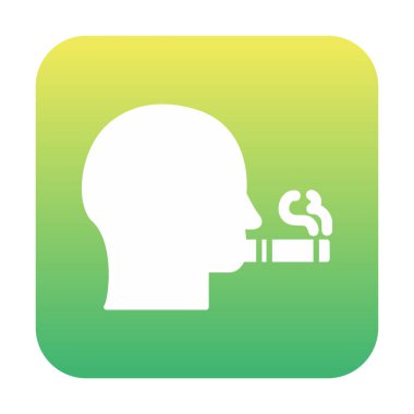 Sigara simgesi olan sigara içen adamın profili, vektör illüstrasyonu 