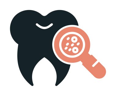 Diş simgesi, vektör illüstrasyonunda Bakteri aranıyor  