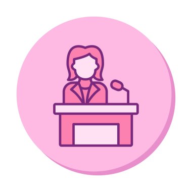 Konuşma standında konuşma yapan kadınlar, vektör illüstrasyonu