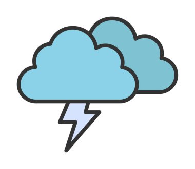 Yıldırım ikonlu fırtına bulutları. vektör illüstrasyonu                   