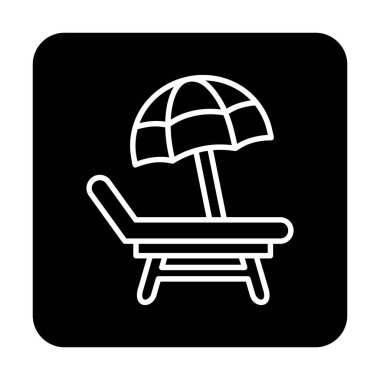 Plaj Sandalyesi Web simgesi, vektör illüstrasyonu