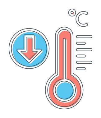 Düşük Sıcaklık simgesi vektör illüstrasyonlu termometre