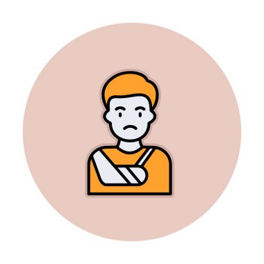 Kırık el çizgisi ikonu olan adam, zayiat konsepti  