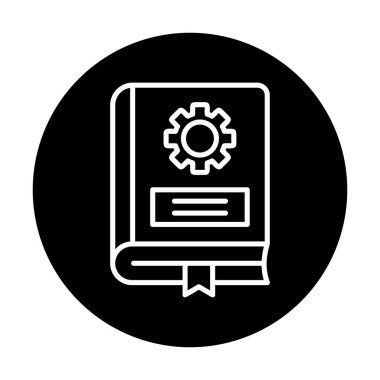 Mekanik kitap düz simgesi, vektör illüstrasyonu 